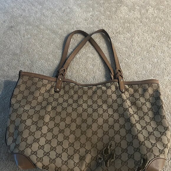 100% Auth Gucci Large Canvas Tote with Pouch Bag - Picture 13 of 15